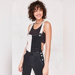 Guess 1981 Black and White Colorblock Dungaree Overalls